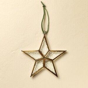 Christmas Hearth & Hand With Magnolia Textured 5 Glass Star 4" Ornament. New.